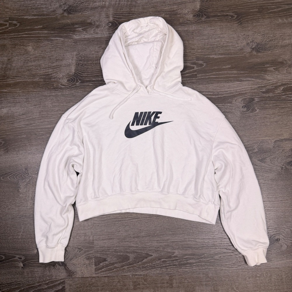 Nike Women's Essential Pullover Cropped‎ Hoodie White Size Large DQ5850-100